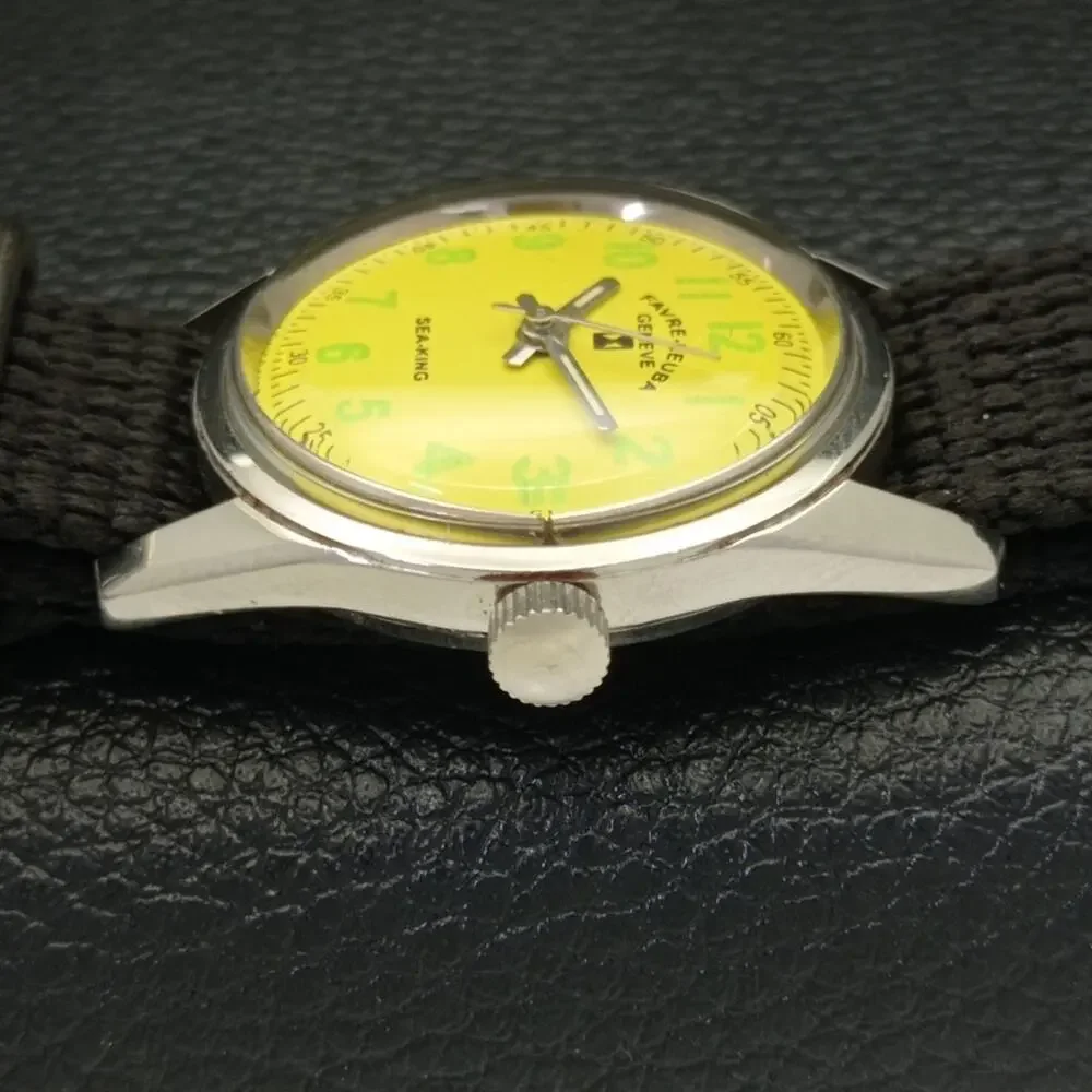 Vintage 1980 Favre Leuba Manual Mens Silver Watch W/Nato Strap